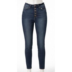 Judy Blue Skinny Jeans Size 13 31 Button Fly Stretch Dark Blue Wash Casual